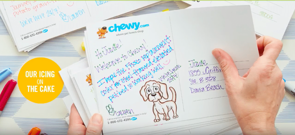 Chewy's handwritten postcards