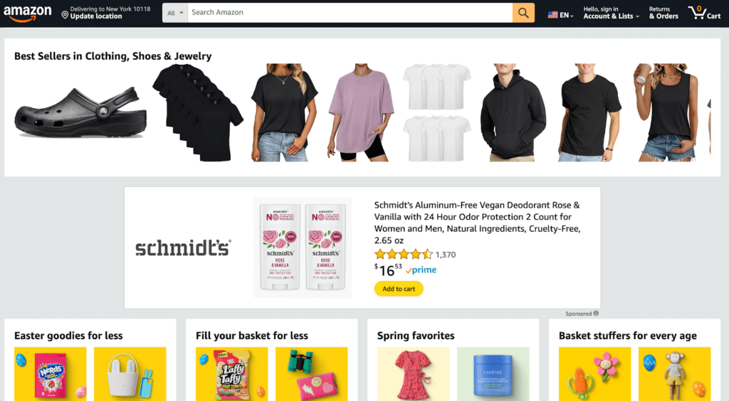 Schmidt's ad on Amazon home page retail media network
