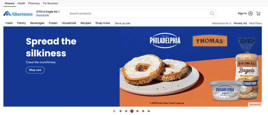 Albertson's home page retail media network ads