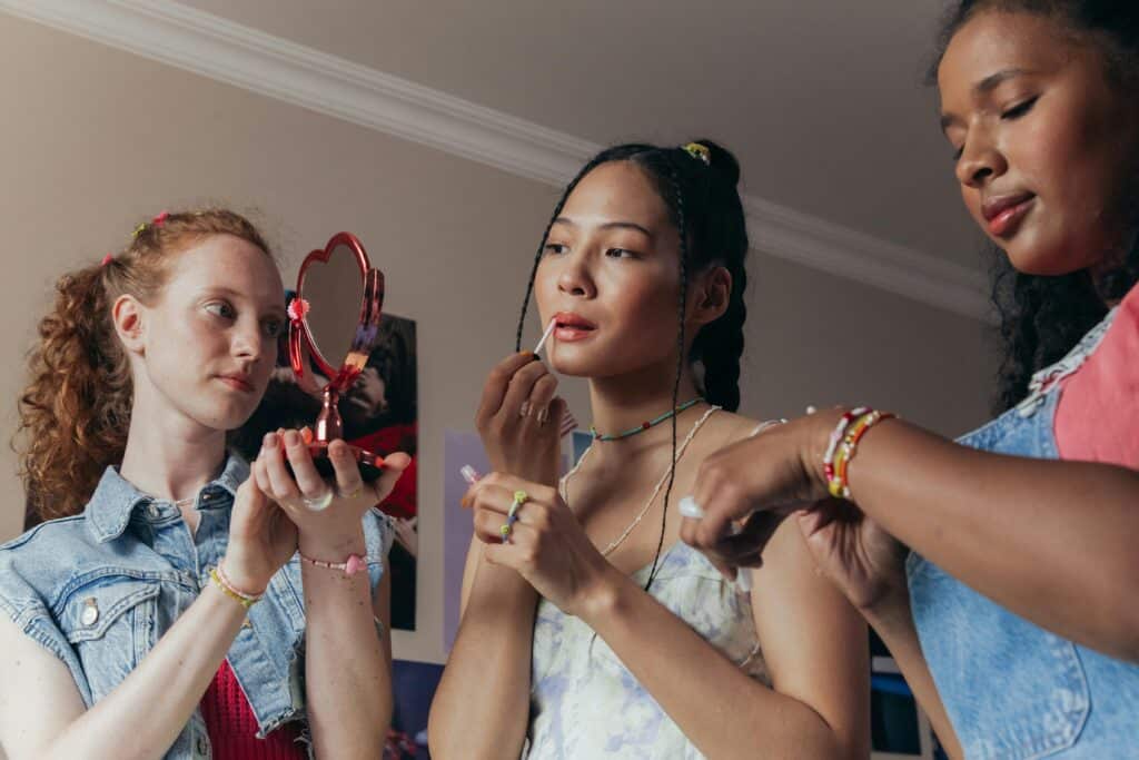 Women doing makeup